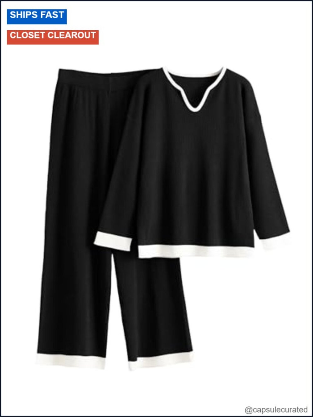 Women's Knit 2 Piece Lounge Set Sweater & Wide Leg Pants